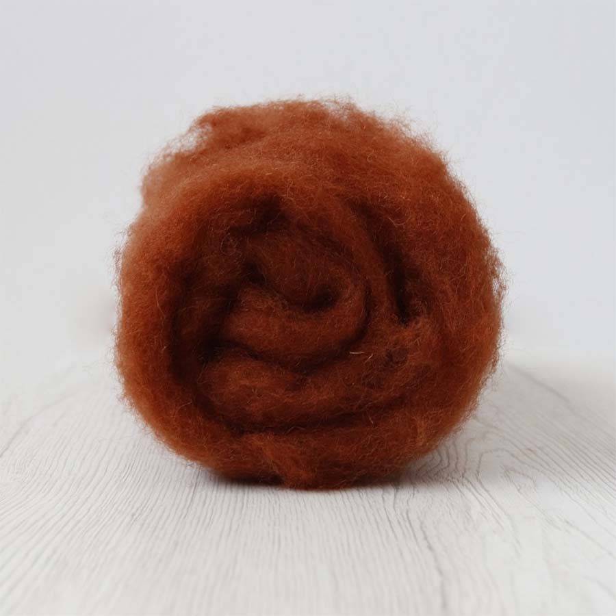 Carded Felt Wool Needle Felting Carded Batt Rust Orange Brown Maori DHG Siena