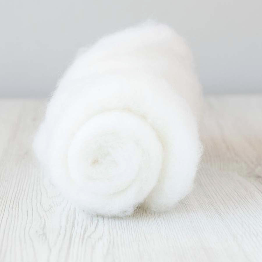Carded Felt Wool Needle Felting Carded Batt White Maori DHG Snow